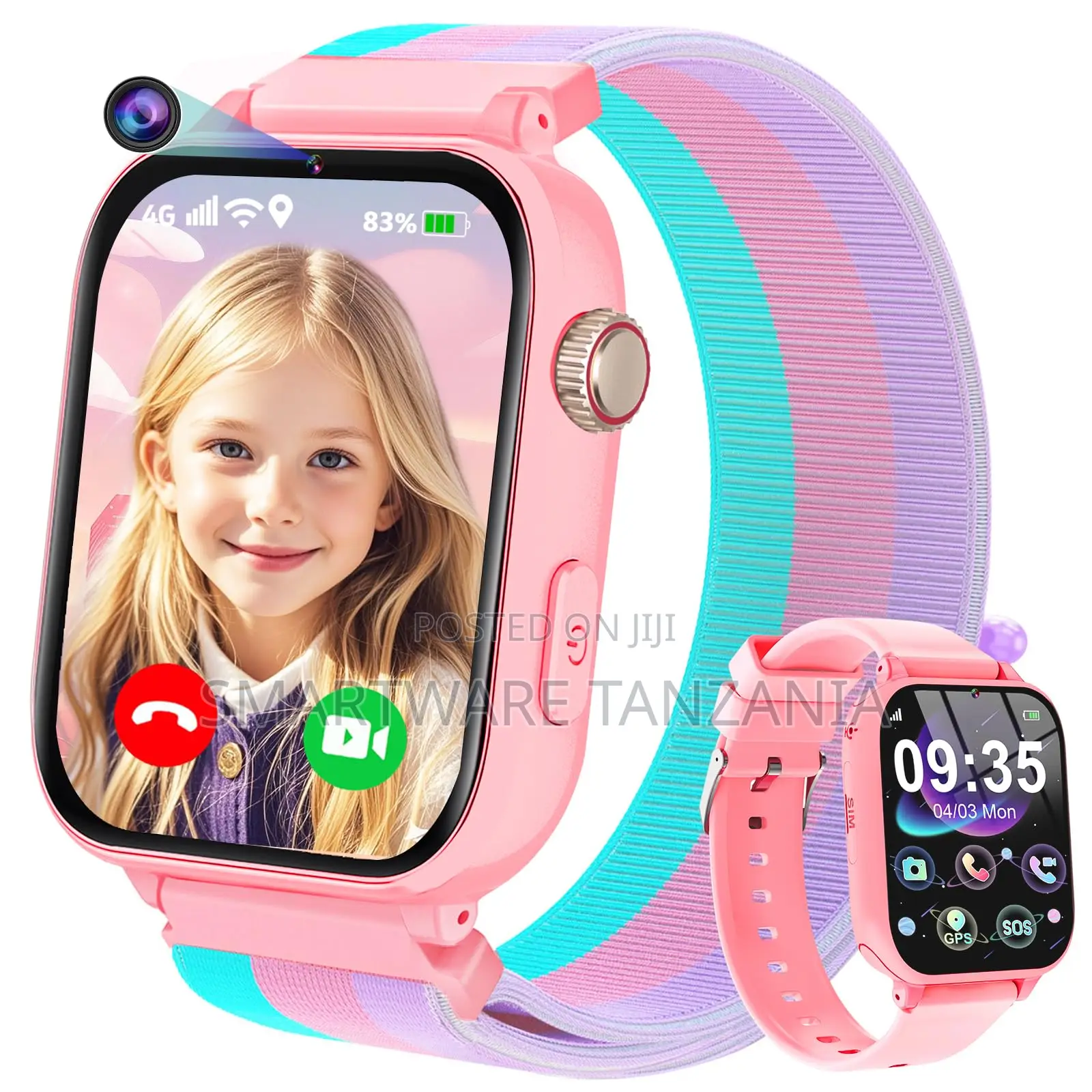 Phone Planet Smart Watch for Kids With 1.0" Rotating Camera, GPS, Pink