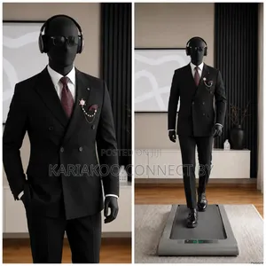 Men's Double-Breasted Black Formal Suit ✨