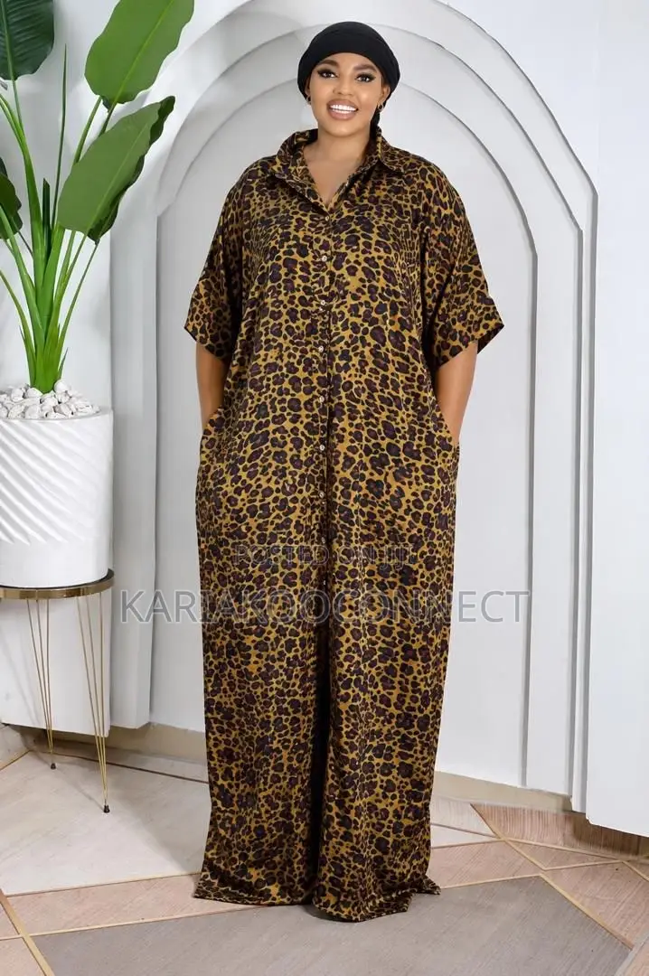 Classic Button-Front Leopard Maxi Dress