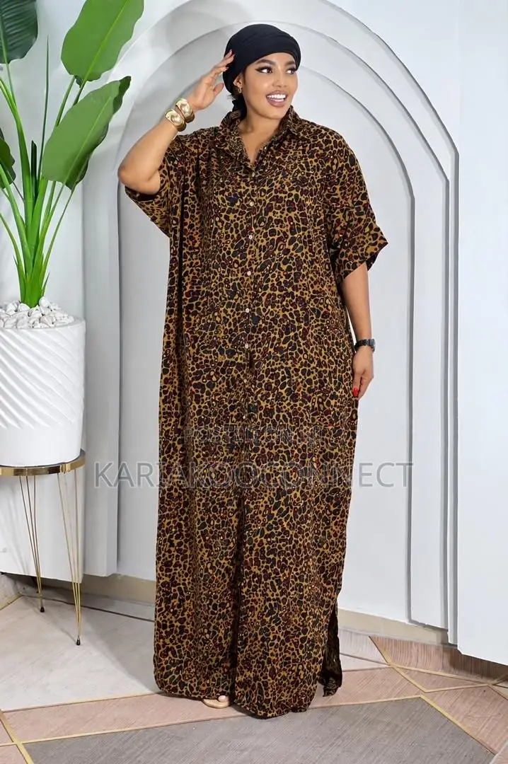 Classic Button-Front Leopard Maxi Dress