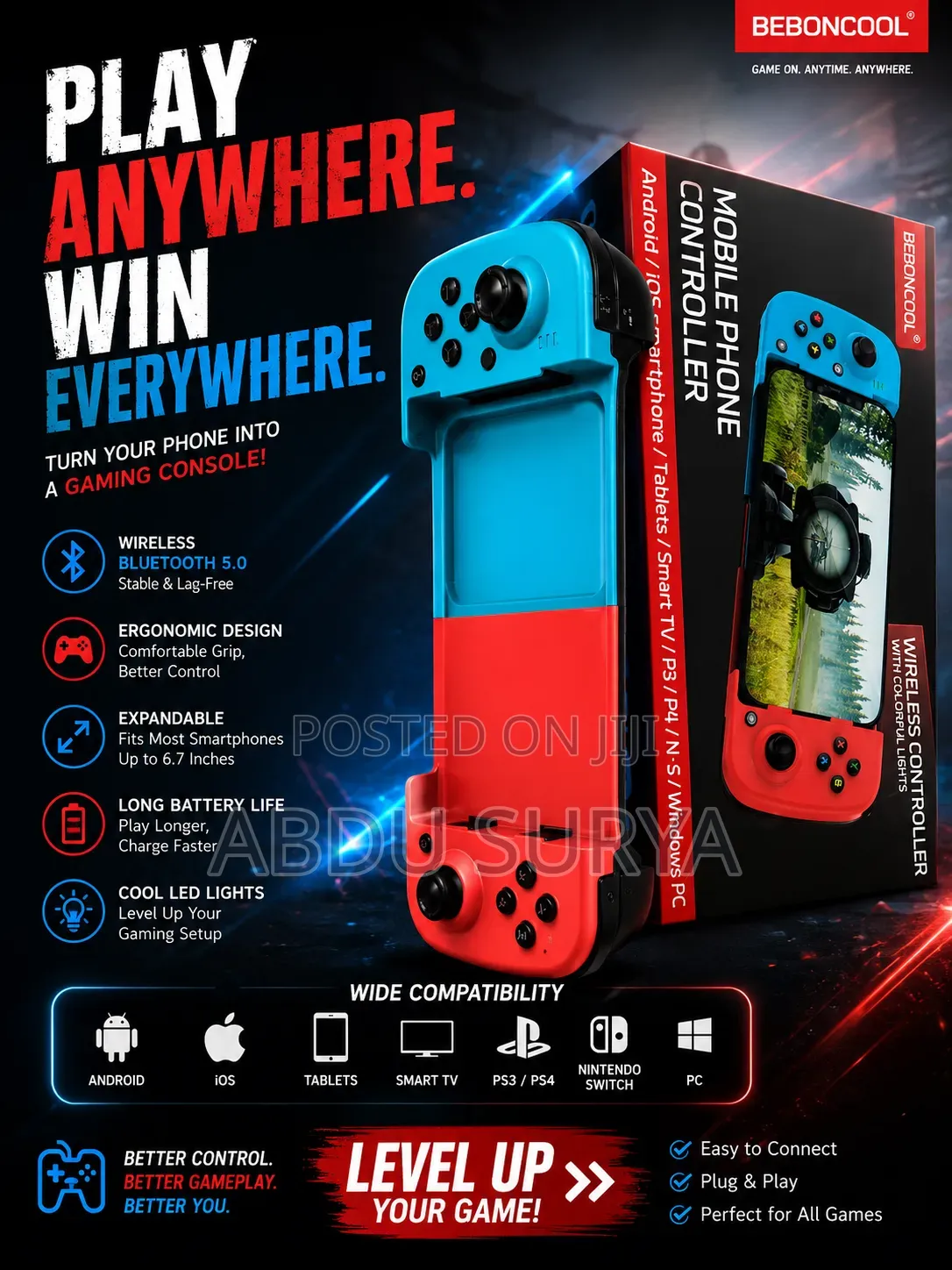 Wireless Mobile Gaming Controller – RGB Lights | Android, iPhone