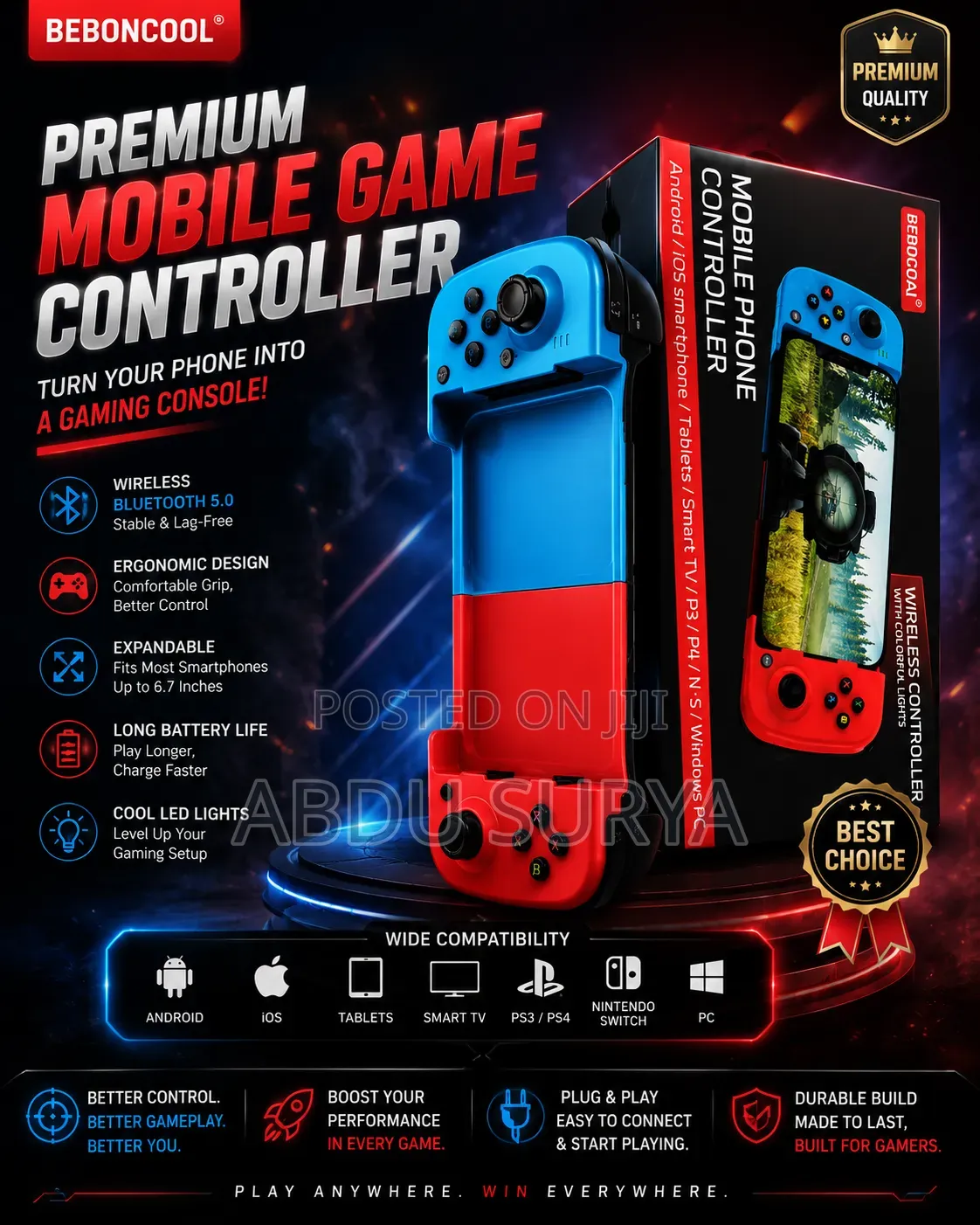 Wireless Mobile Gaming Controller – RGB Lights | Android, iPhone
