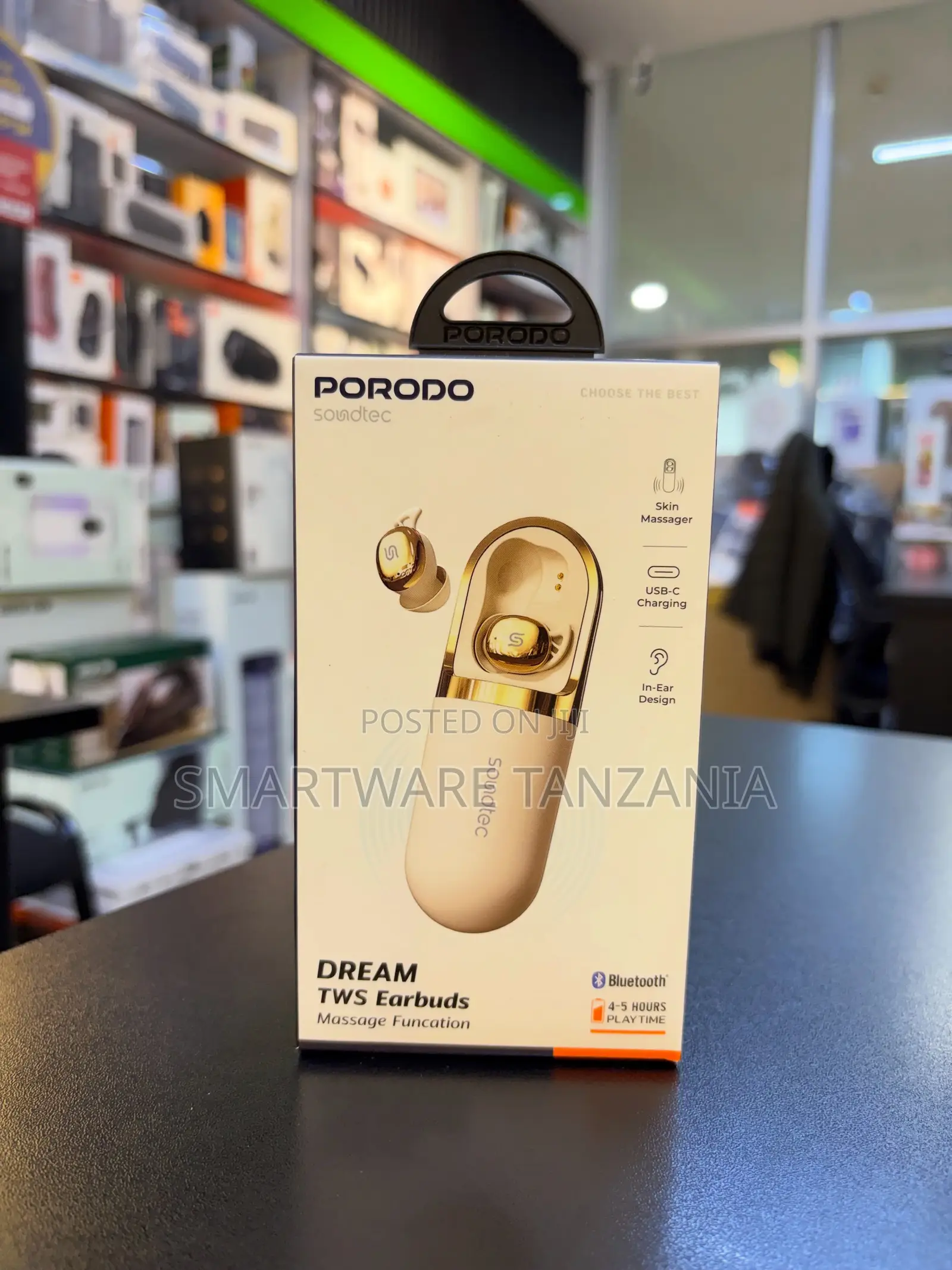 Porodo Dream TWS Earbuds With Bluetooth, USB-C Charging, Skin Massager