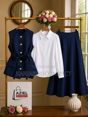 Elegant 3-Piece Vest, Shirt & Skirt Suit