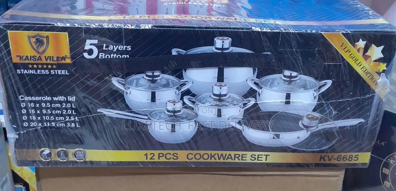 Kaisa Villa 12-Piece Stainless Steel Cookware Set (6 Sufuria + 6 Lids)