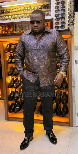 Mashati Ya Kishua Ya Kiume (Premium Paisley Silk/Satin Shirts)