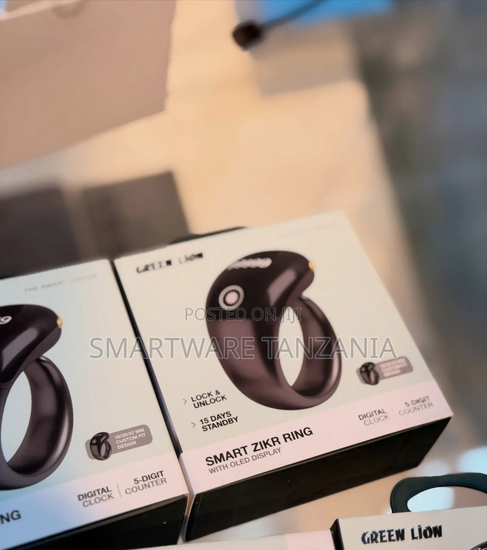 Green Lion Smart Zikr Ring With OLED Display, 5-Digit Counter