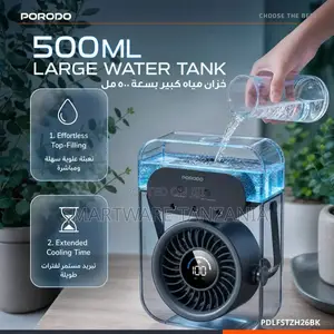 Porodo Chillo Aqua Portable Mist Fan With 500mL Water Tank 10H Runtime
