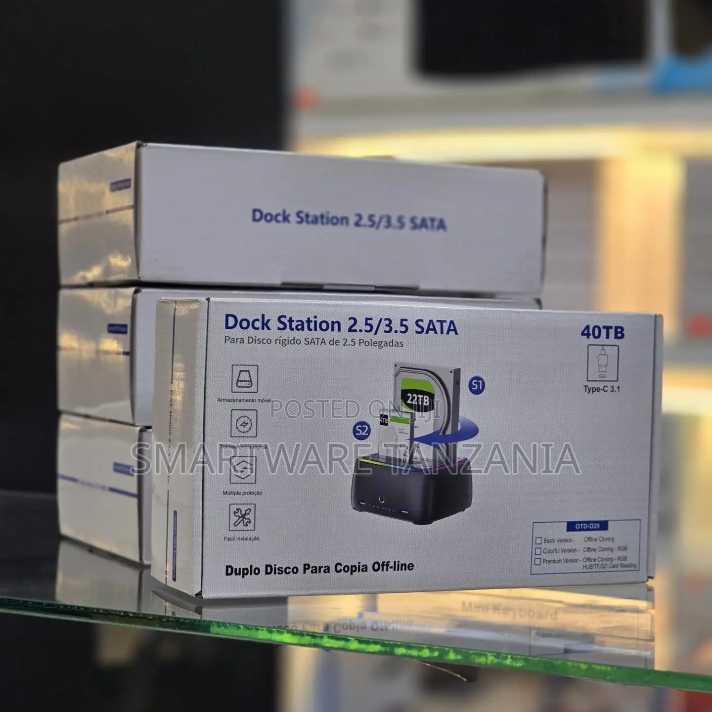 Dock Station 2.5/3.5 SATA, Dual Bay, Type-C 3.1, Supports Up to 40TB