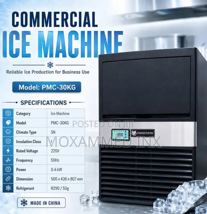 Commercial Ice Machine – Model PMC-30kg * Fast Ice Production* 400w