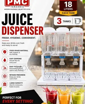 STRONGERTECH JUICE DISPENSER – 3 TANKS * 3 Tanks × 18 Liters Each Tot