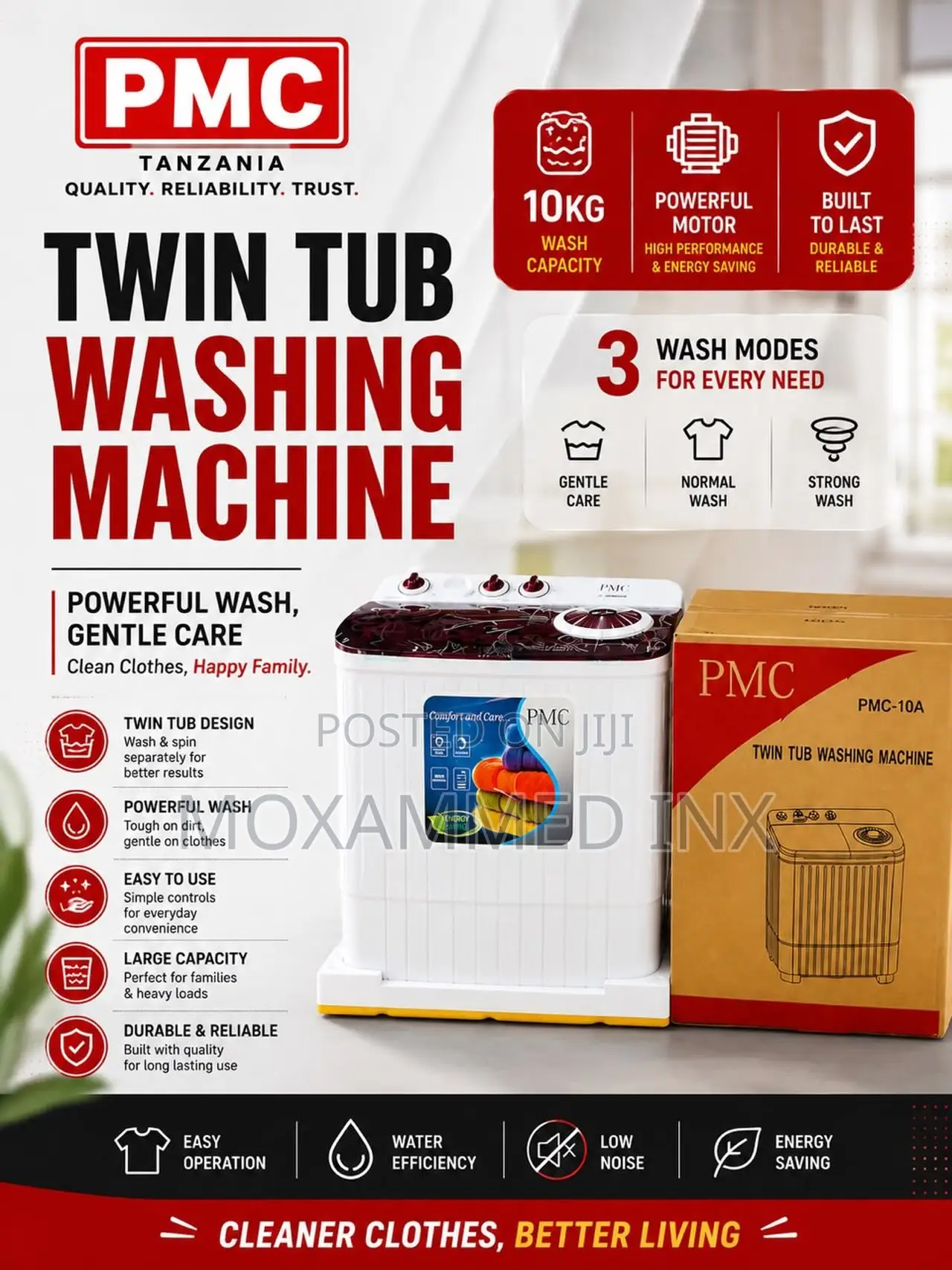 PMC Twin Tub Washing Machine – 10KG* Model: PMC-10A Capacity: 10KG