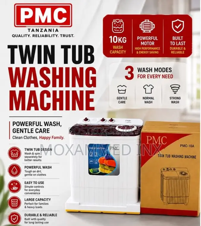 PMC Twin Tub Washing Machine – 10KG* Model: PMC-10A Capacity: 10KG