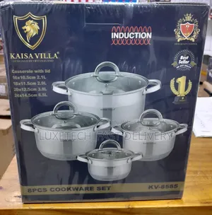 Kaisa Villa 8pc Stainless Steel Induction Cookware Set With Glass Lids