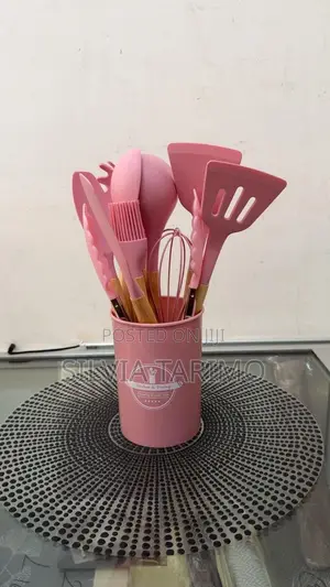 10-Piece Silicone Kitchen Utensil Set With Wooden Handles