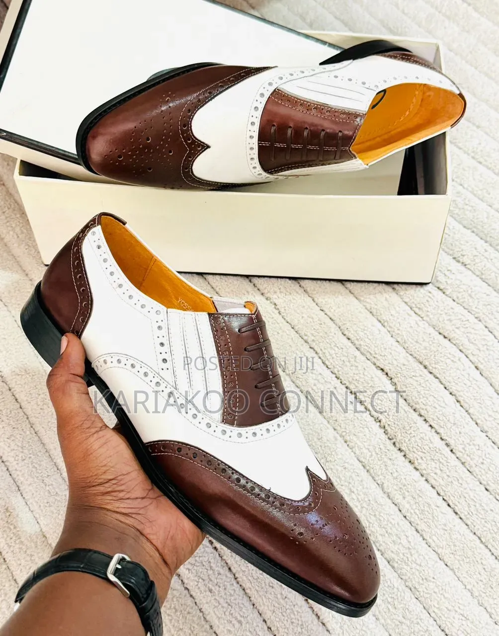 Pure Leather Brown and White Mix