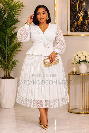 Lace Peplum Midi Dress With Floral Waist Detail