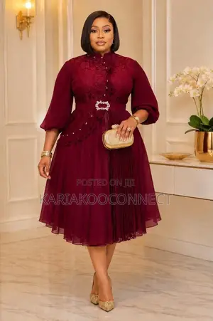 Chiffon Lace Fit & Flare Dress With Pleated Skirt