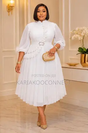 Chiffon Lace Fit & Flare Dress With Pleated Skirt