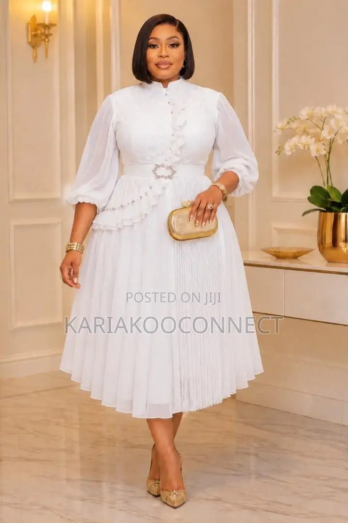 Chiffon Lace Fit & Flare Dress With Pleated Skirt