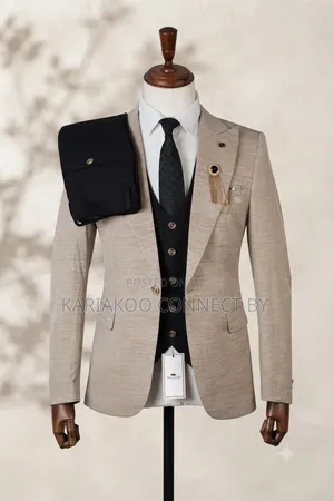​Men's Elegant 3-Piece Contrast Suit Set