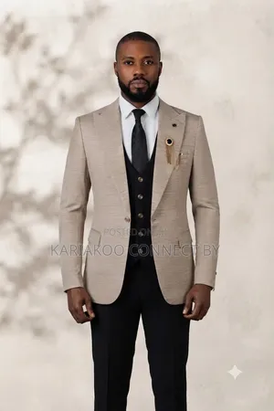 ​Men's Elegant 3-Piece Contrast Suit Set