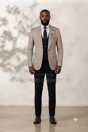 ​Men's Elegant 3-Piece Contrast Suit Set