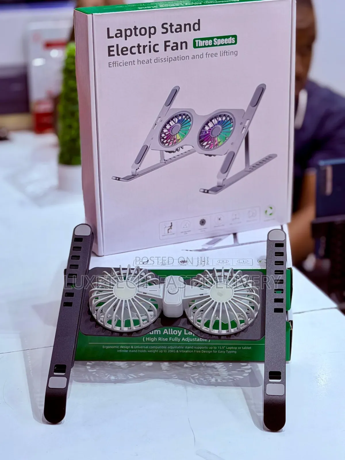 Foldable Aluminum Laptop Stand Up to 17" With Dual Cooling Fans