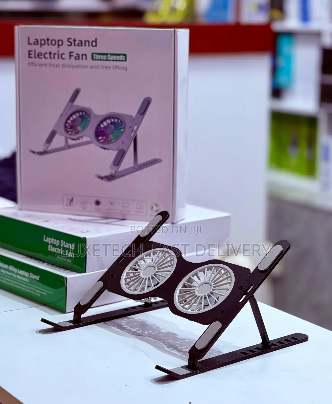 Foldable Aluminum Laptop Stand Up to 17" With Dual Cooling Fans