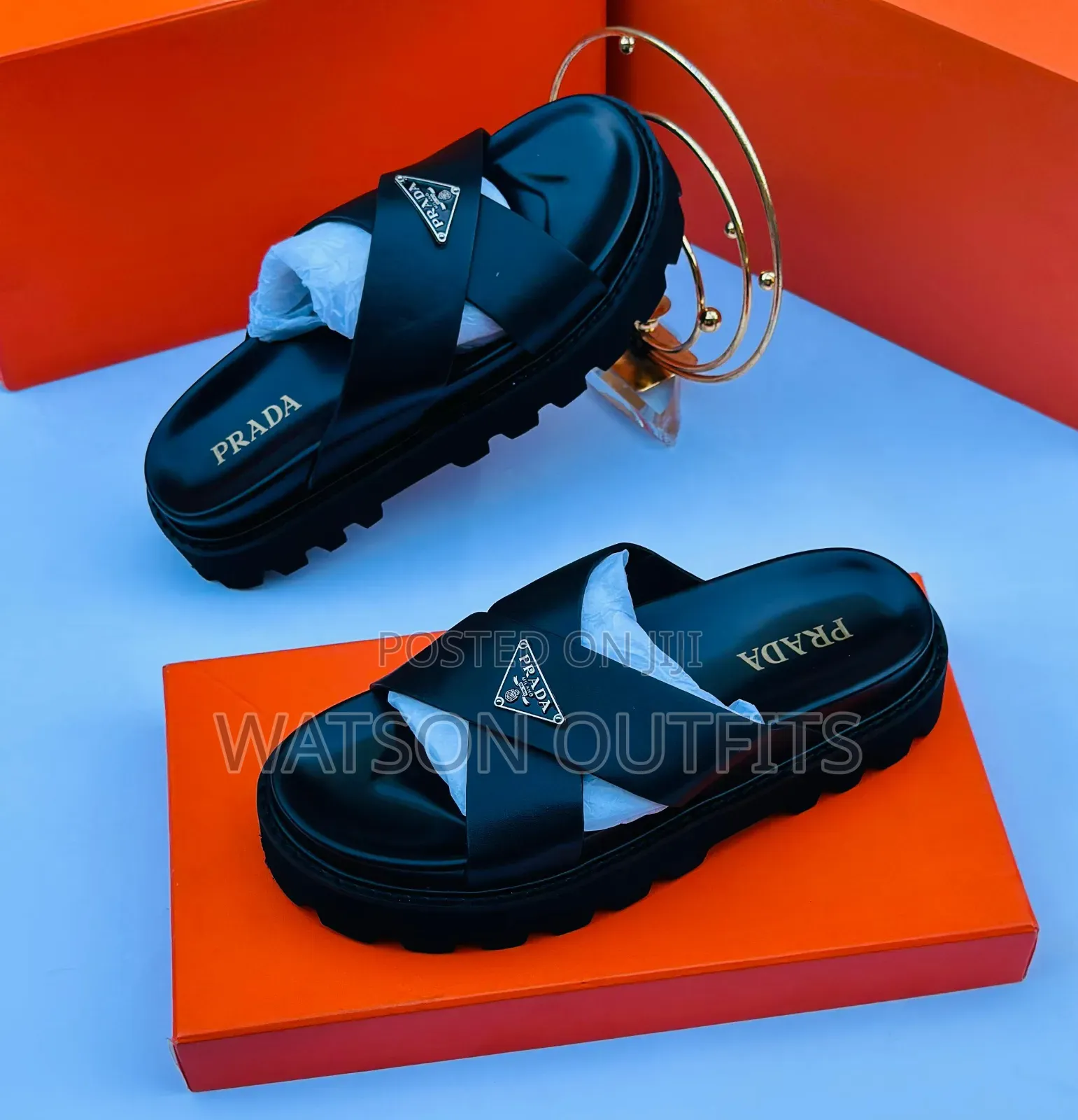 Prada Big Sole Men's Leather Sandals New and Original