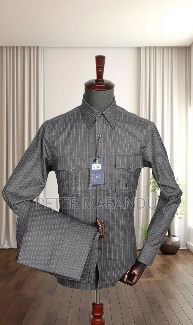 Fernando Premium Pinstripe Men's Safari Suits