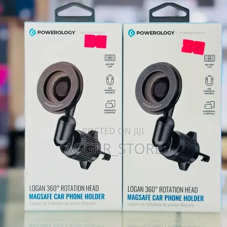 Powerology Logan 360° Rotation Head MagSafe Car Phone Holder.