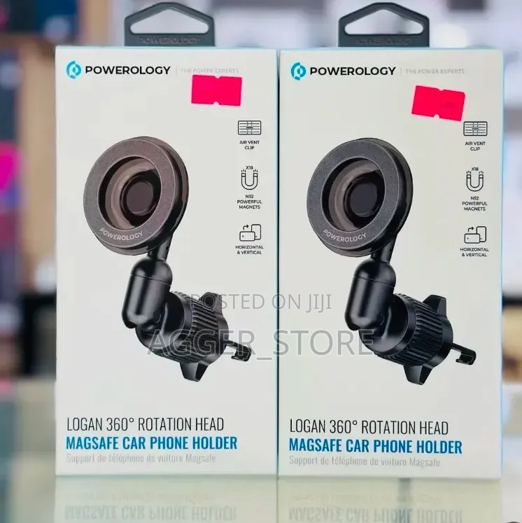 Powerology Logan 360° Rotation Head MagSafe Car Phone Holder.