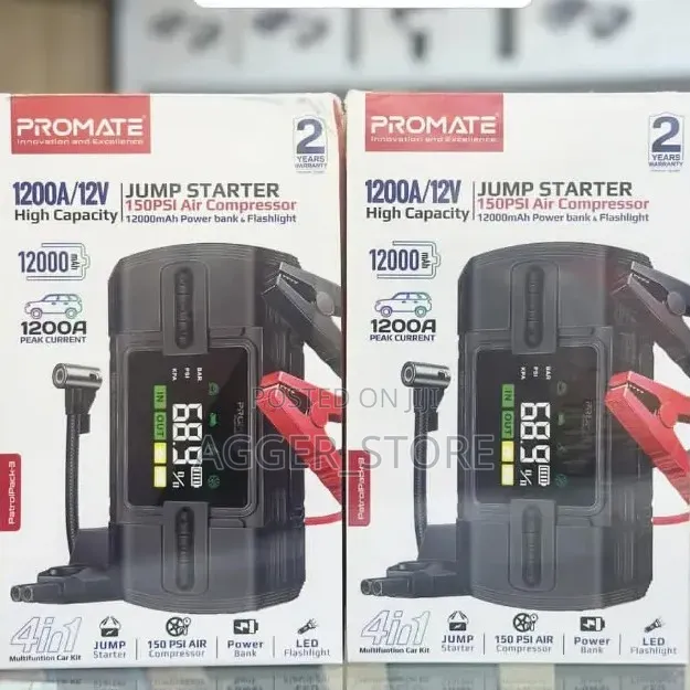 Promate Jump Starter 1200a/12v 4 In1150 Psi Air Compressor