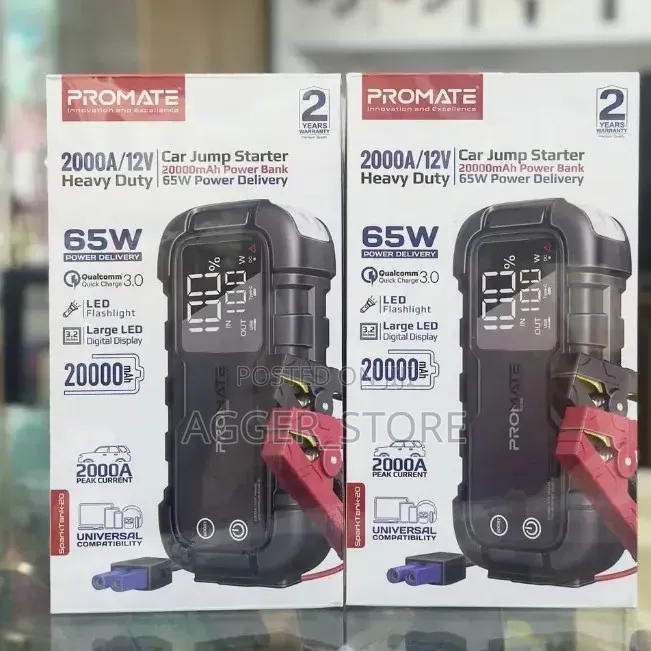 Promate SparkTank-20 2000a/12v Car Jump Starter 20000mAh Powerbank.