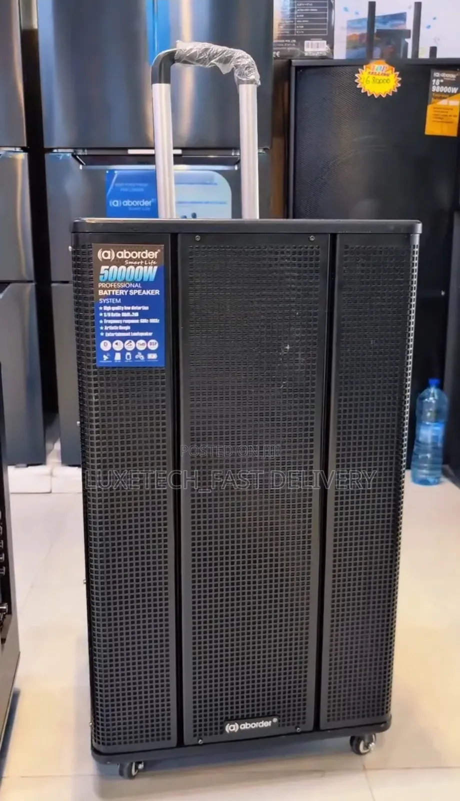 Aborder 15" 50000W Trolley PA Speaker – Rechargeable With Wireless Mic