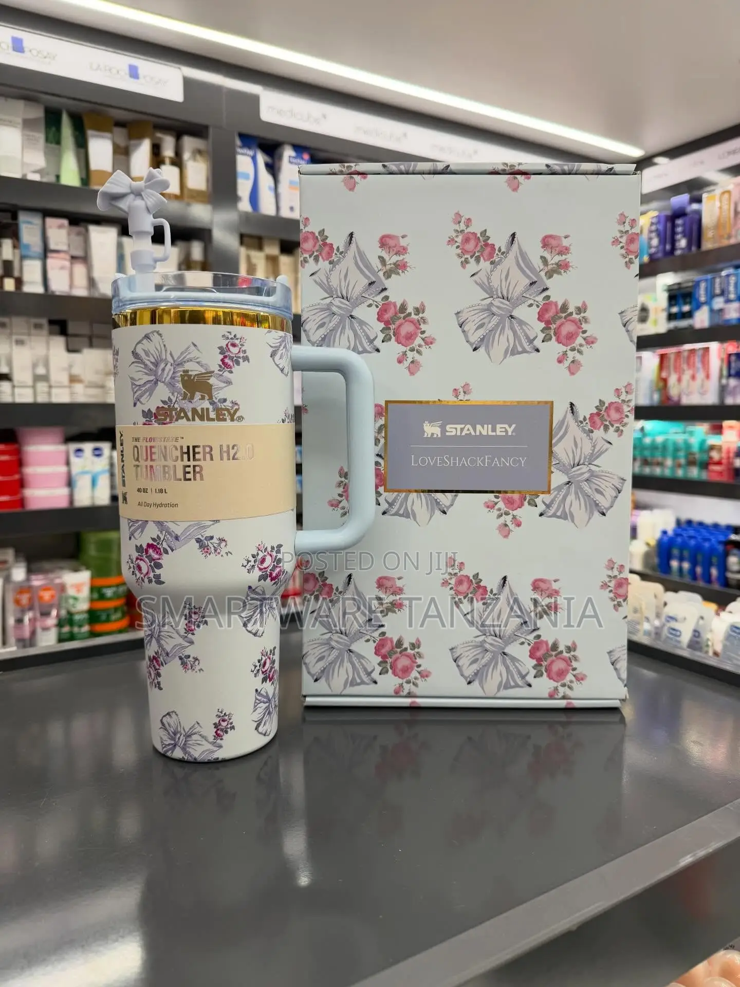 Stanley Quencher H2.0 Tumbler 40oz Floral Design, Reusable Straw Lid