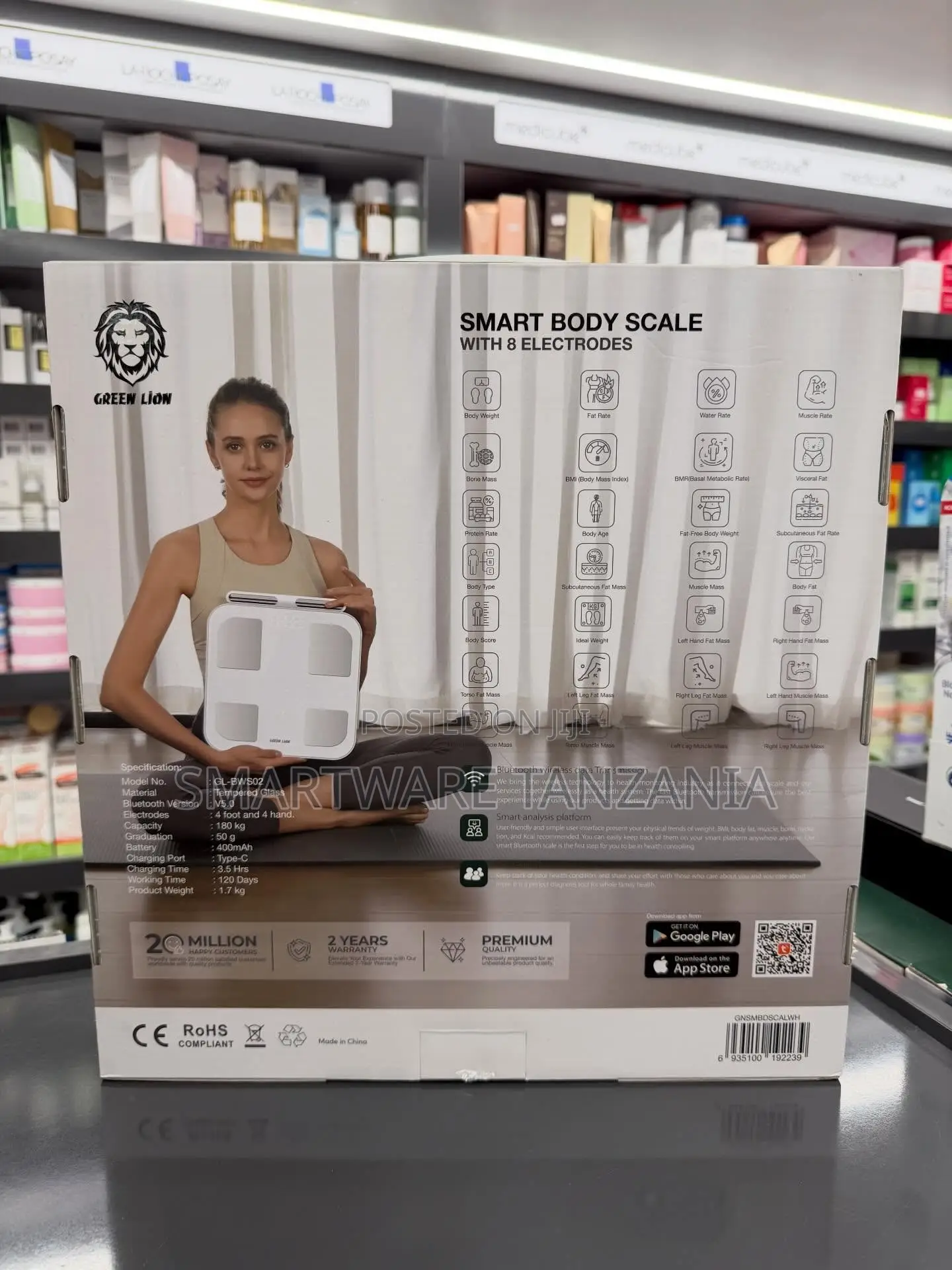 Green Lion Smart Body Scale With 8 Electrodes, 180kg, App Control