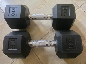 Hexagon Rubber Dumbbell 10KG
