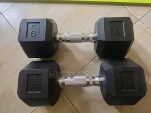 Hexagon Rubber Dumbbell 10KG