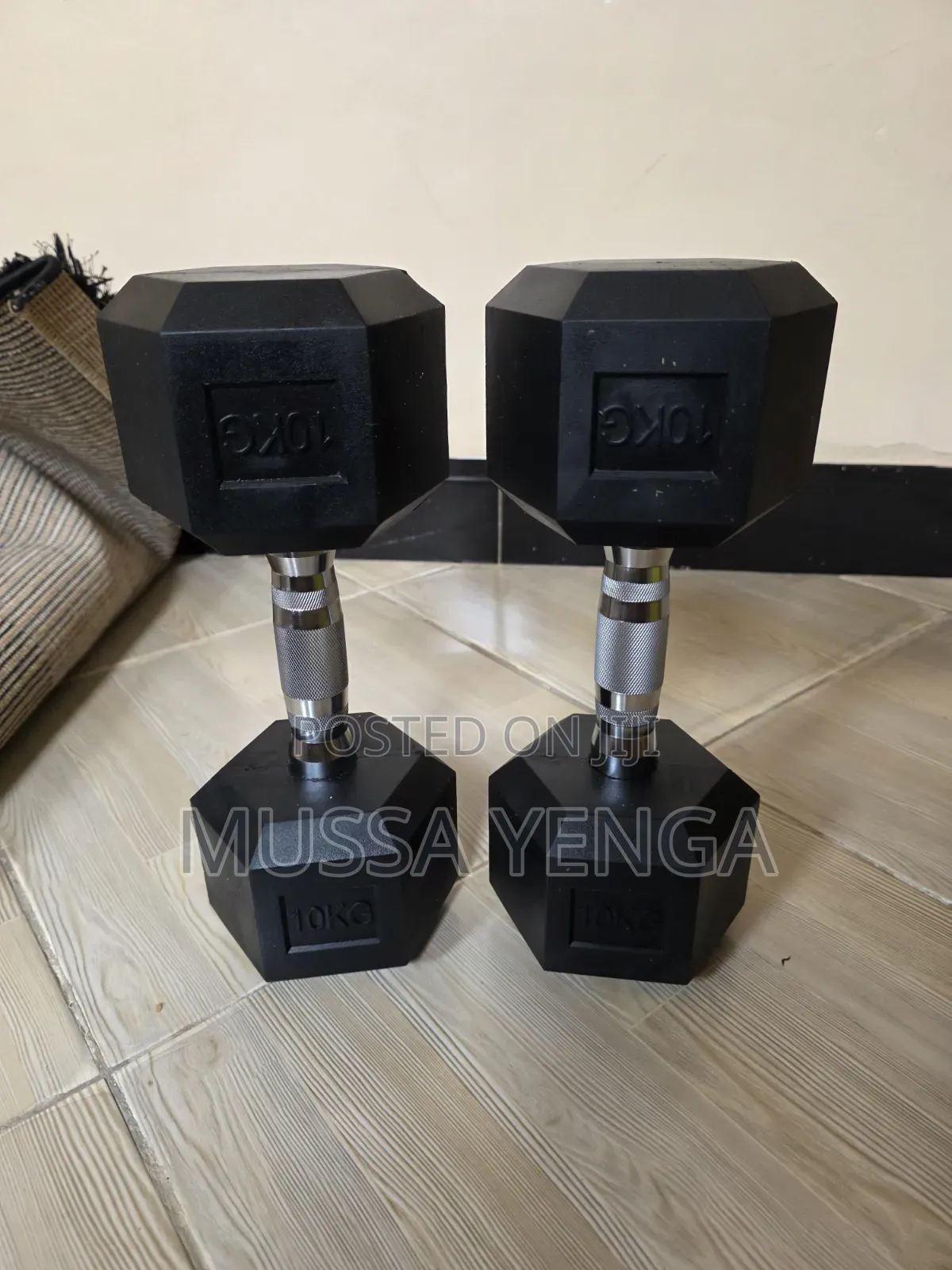 Hexagon Rubber Dumbbell 10KG