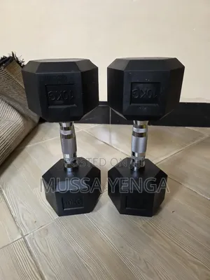 Hexagon Rubber Dumbbell 10KG