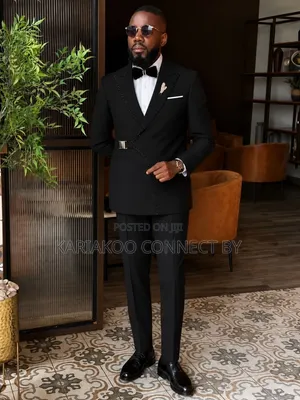 Premium Designer Asymmetric Lapel Black Tuxedo Set