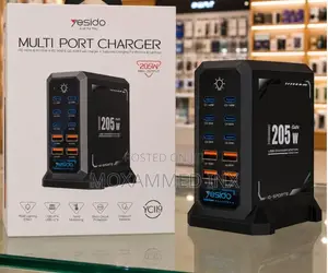 YC119 Yesido Multi Port Charger Desktop, 10ports, 205watts, 140wPD