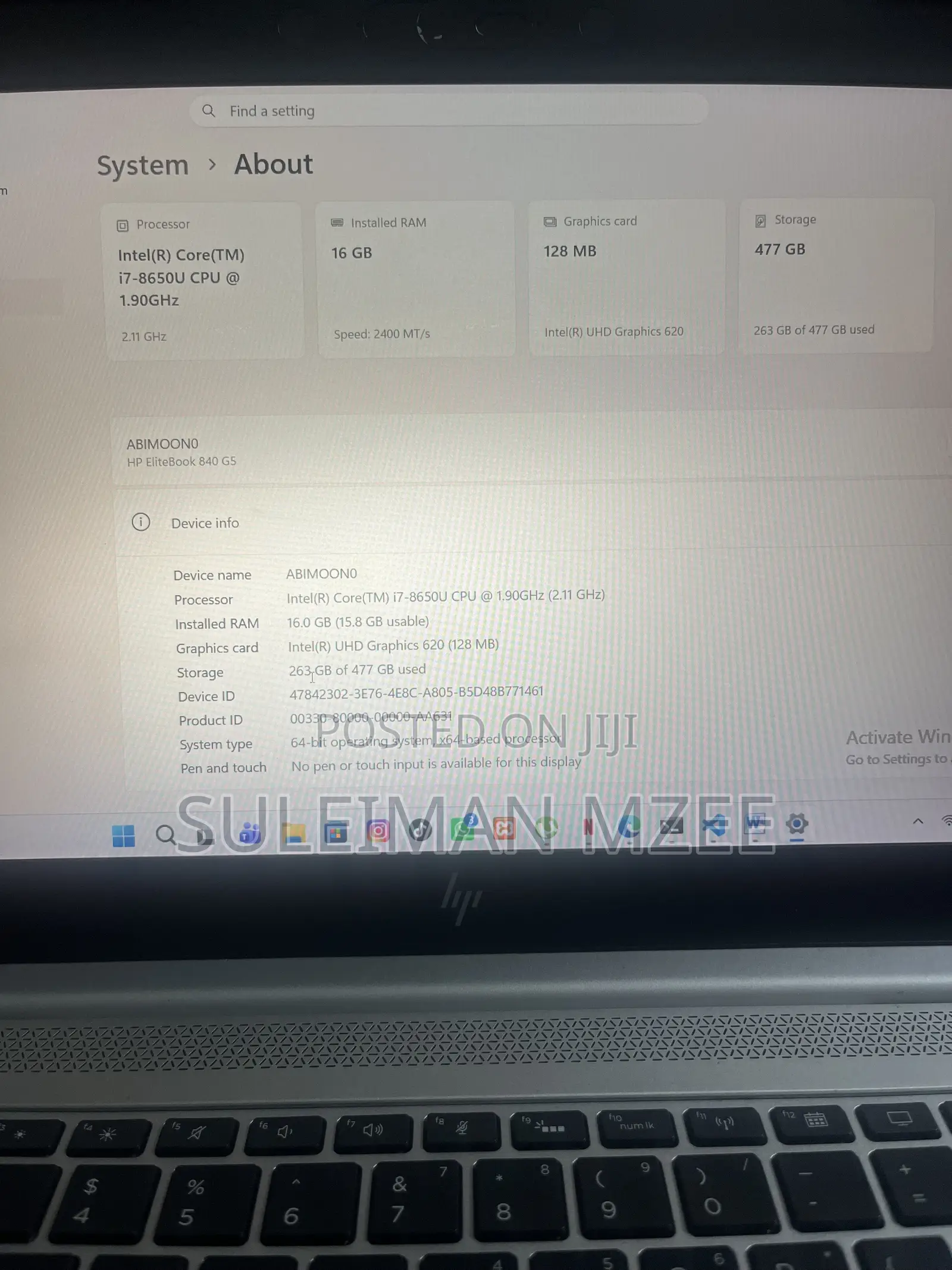 Laptop HP EliteBook 840 G5 16GB Intel Core i7 SSD 500GB