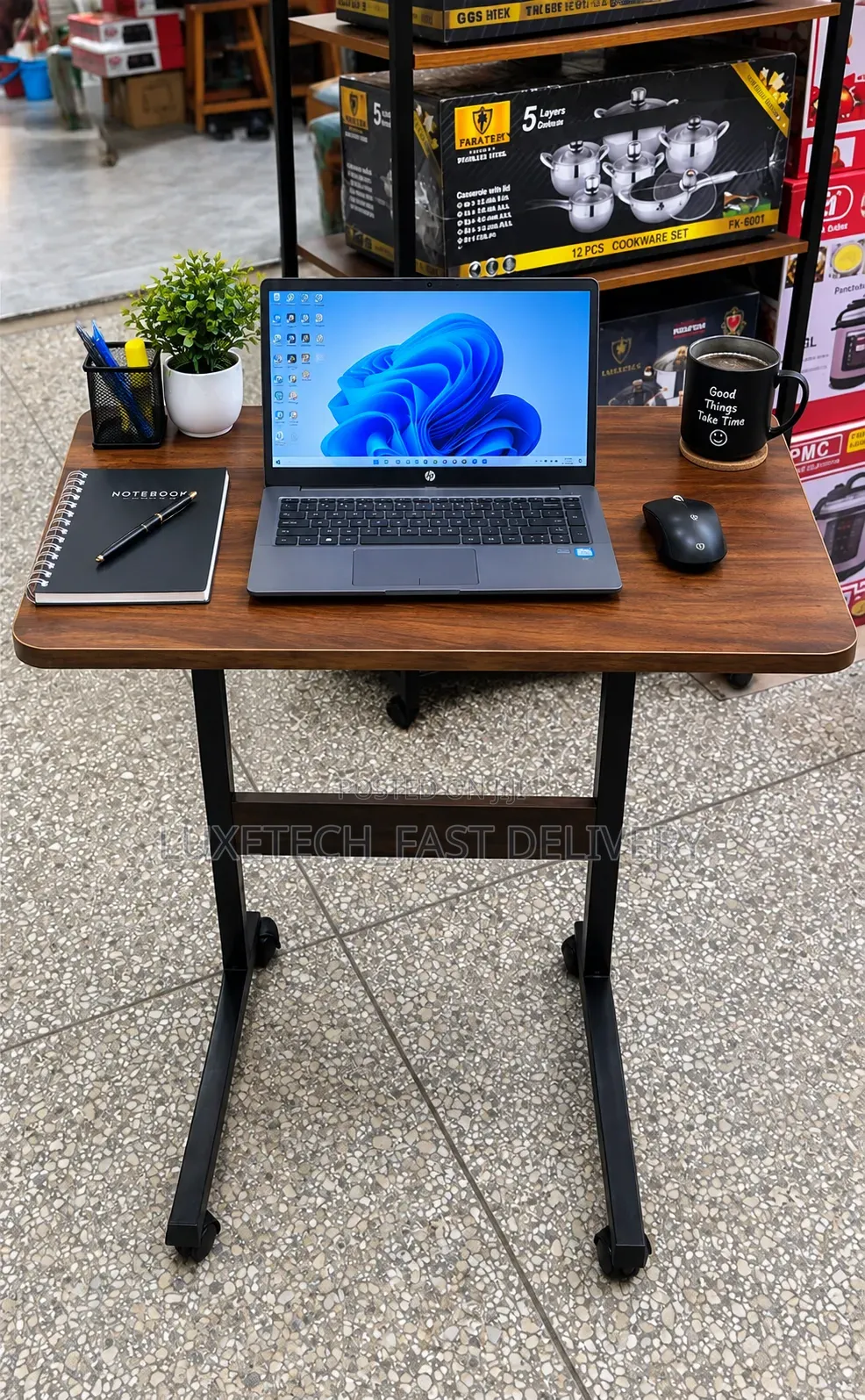 Portable Rolling Laptop Desk – Overbed and Sofa Side Table on Wheels