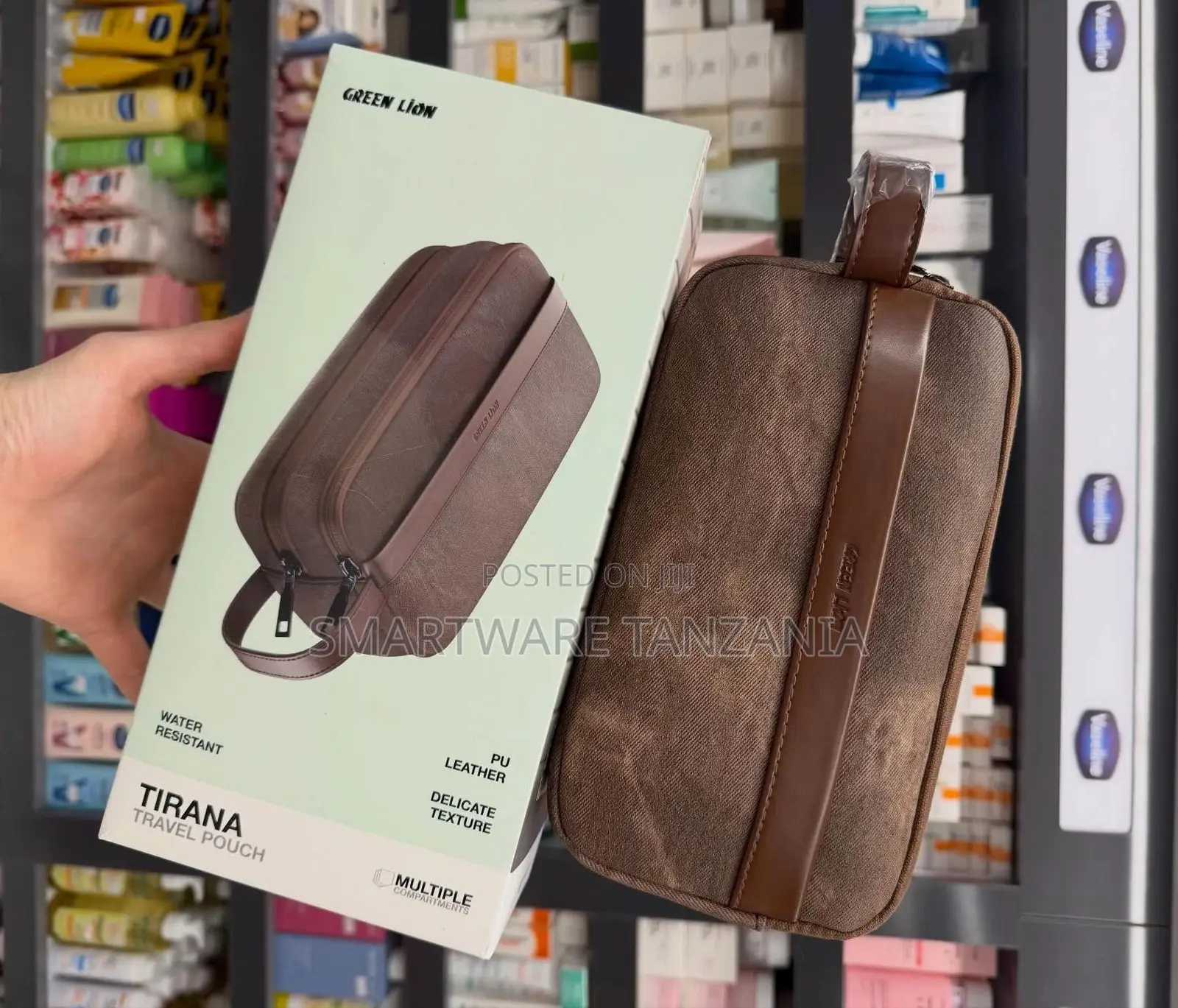 Green Lion Tirana Travel Pouch, PU Leather, Water Resistant