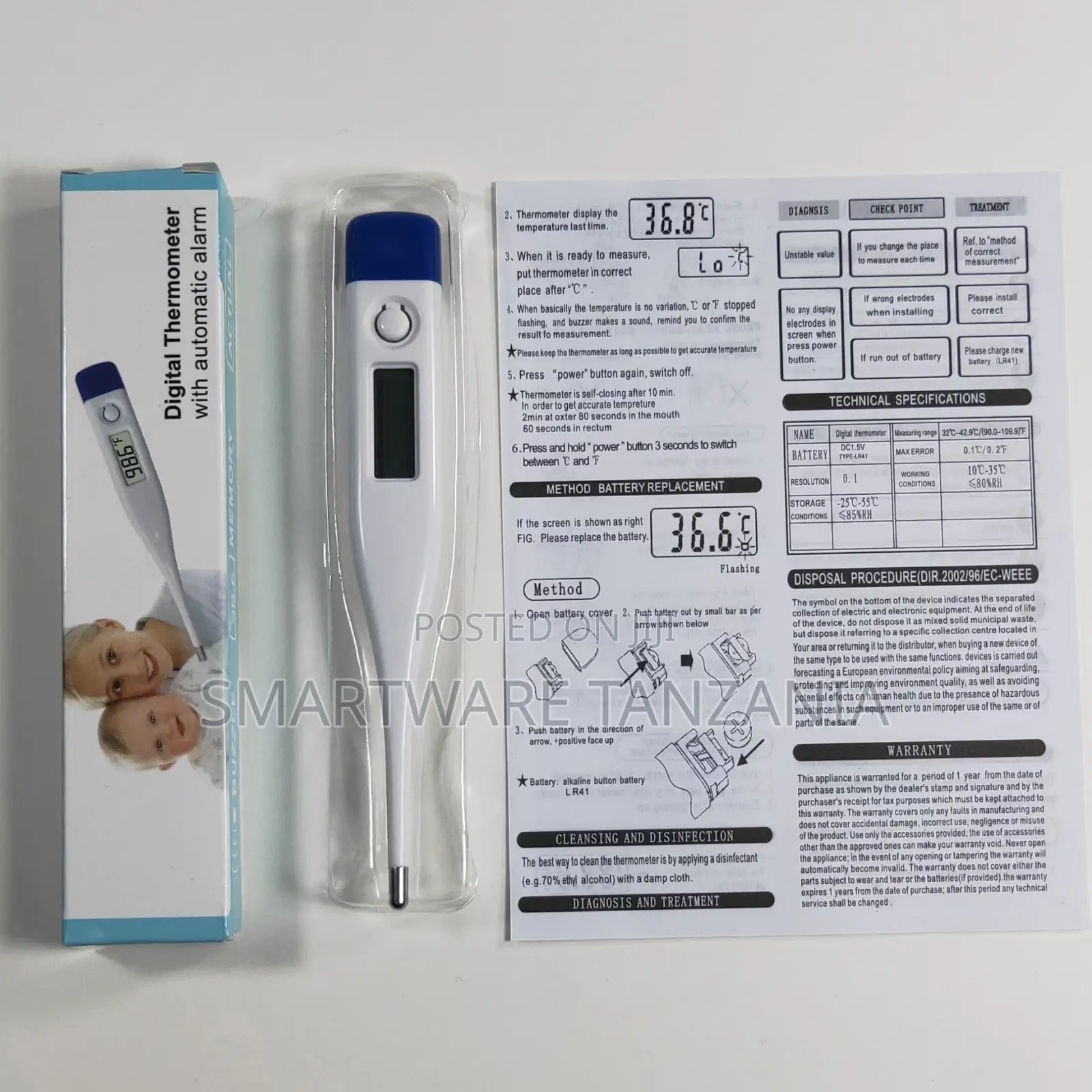 Digital Thermometer With Automatic Alarm, LCD Display