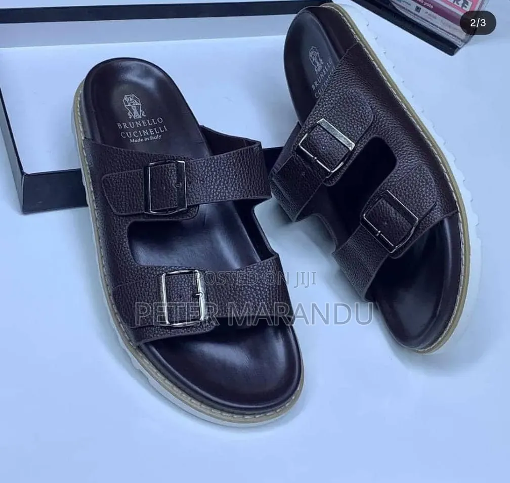 Brunello Cucinelli Italy Luxury Men's Slides Mpya Kabisa!
