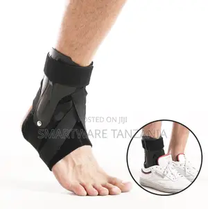 Adjustable Ankle Brace Support With Rigid Splint and Compression Strap